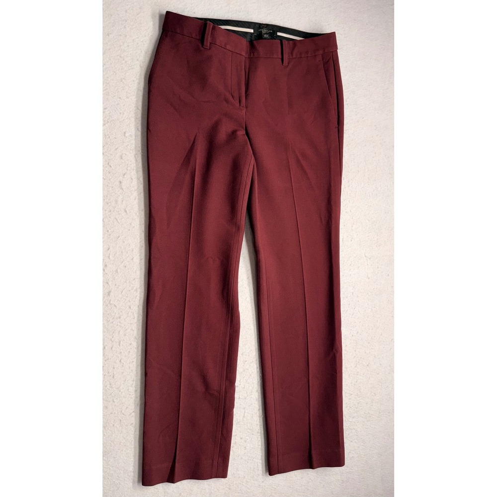 Ann Taylor Curvy Fit Burgundy Straight Leg Dress Pants Womens 4 Dressy Trousers